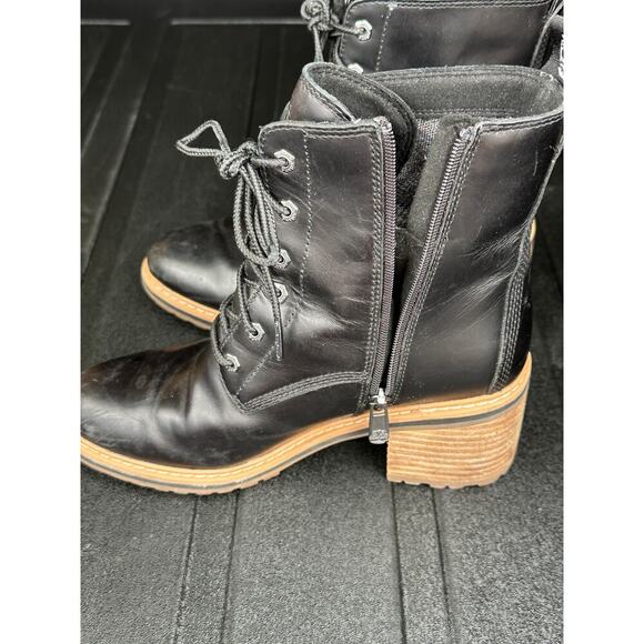 Timberland Black Lace up platform heel boots Sz 6.5 - Picture 6 of 7